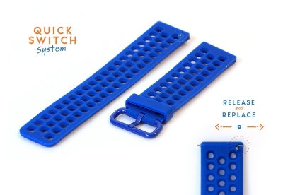 Watchstrap 23mm perforated silicone royalblue