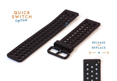 Watchstrap 23mm perforated silicone black