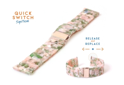 watchstrap 22mm resin turtle pink/green
