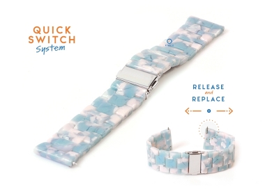 watchstrap 22mm resin turtle blue/white