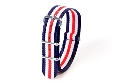 Watchstrap nylon 20mm blue/white/red