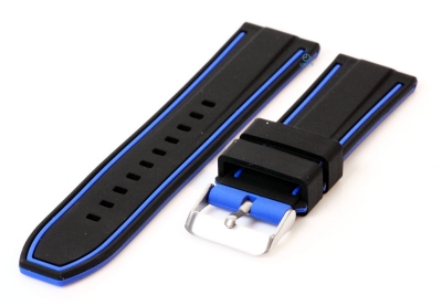 Silcone watch strap 24mm black/blue (reversible)