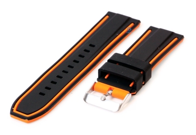 Silcone watch strap 24mm black/orange (reversible)