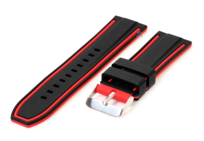 Silcone watch strap 24mm black/red (reversible)