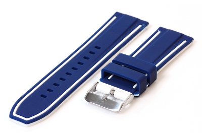 Silcone watch strap 26mm blue/white (reversible)