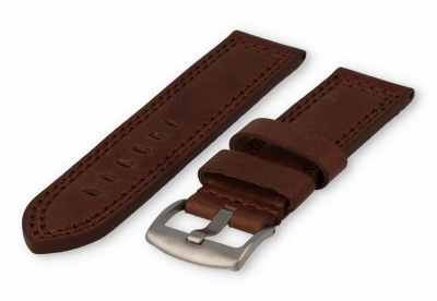 Robust leather watch band 22mm darkbrown leather