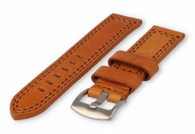 Robust leather watch band 22mm cognacbrown leather