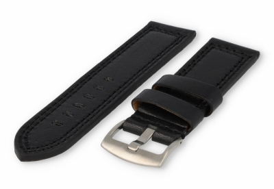 Robust leather watch band 26mm black leather
