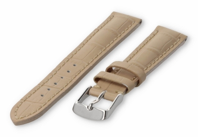 Watch band with crocoprint 18mm beige leather