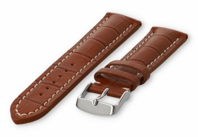 Watch band with crocoprint 20mm light-brown leather