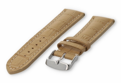 Watch band with crocoprint 20mm beige leather