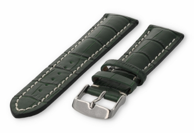 Watch band with crocoprint 22mm green leather
