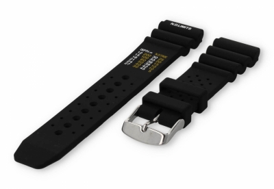 Diver watch band with time table 22mm black rubber