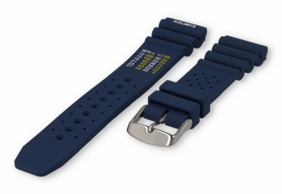 Diver watch band with time table 22mm blue rubber