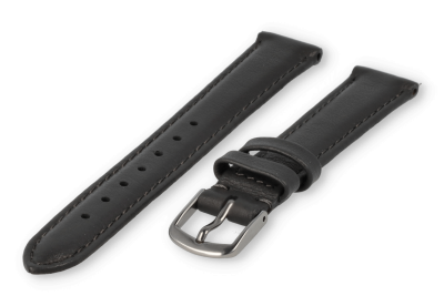 12mm watch strap smooth leather - darkgrey