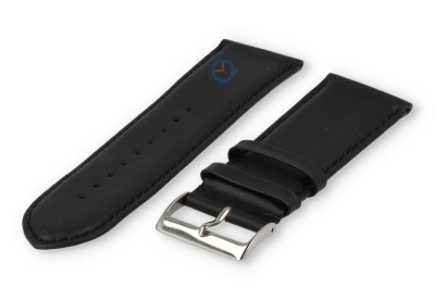 28mm watch strap smooth leather - black