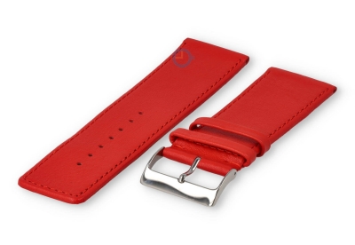 30mm watch strap smooth leather - bright red