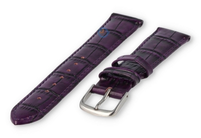 Leather strap with frizzled print - 16mm - eggplant