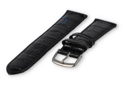 Leather watch strap croco - 20mm - black