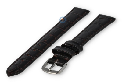 Leather XL strap with crocoprint - 12mm - dark brown