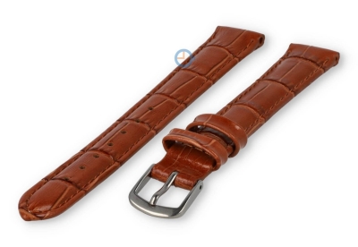 Leather XL strap with crocoprint - 12mm - brown