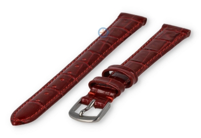 Leather XL strap with crocoprint - 12mm - bordeaux