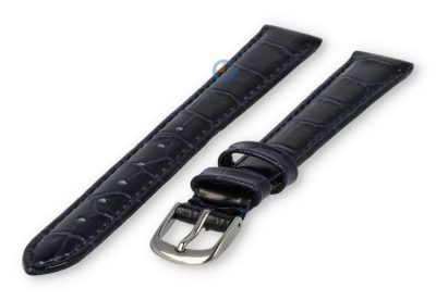 Leather XL strap with crocoprint - 12mm - dark blue