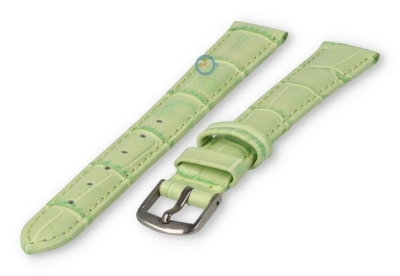 Leather XL strap with crocoprint - 12mm - apple green