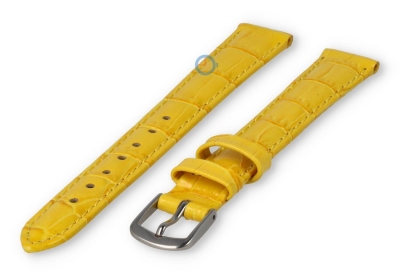 Leather XL strap with crocoprint - 12mm - yellow