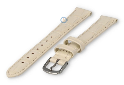 Leather XL strap with crocoprint - 12mm - cream-coloured