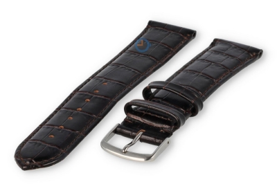 Extra-long crocoleather strap  - 20mm - dark brown