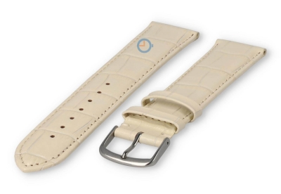 Extra-long crocoleather strap  - 20mm - cream-coloured