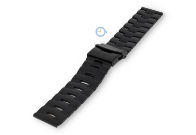 Flat watch strap 22mm titanium - black (closure steel)