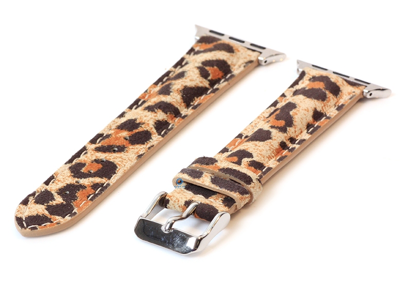 Leopard Apple Watch 40mm strap leather - SILVER 
